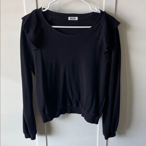 Womens LA Made Black Ruffled Sweatshirt